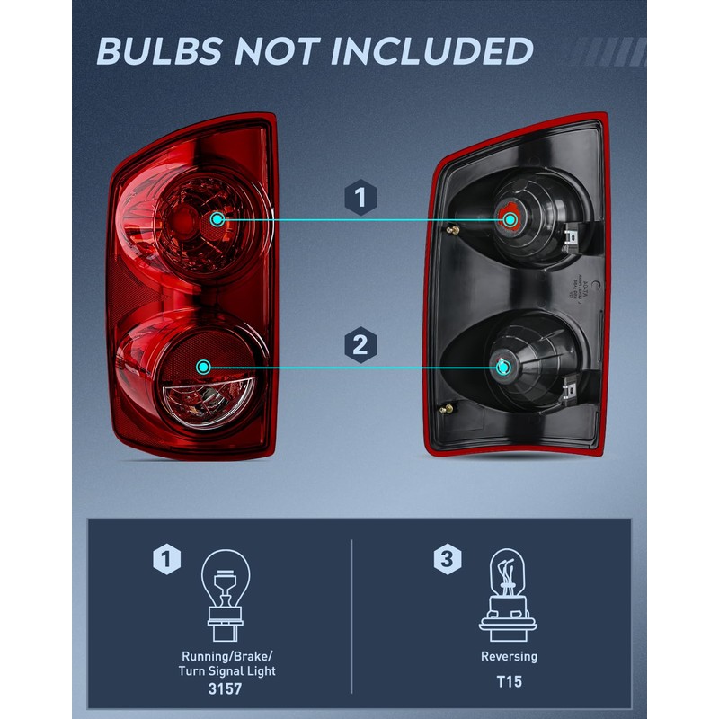 Nilight Taillight Assembly Compatible with 2007 2008 Dodge Ram 1500
