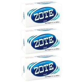 (PACK OF 3 BARS) Zote WHITE Laundry Bar Soap, with Even MORE Whitening Power & Satin Remover. Light Fresh Scent! Safe for delicate clothes! (3 Bars, 14.1oz Each Bar)