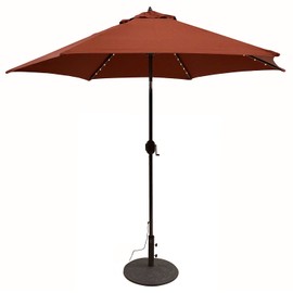 Tropishade Tropilight LED Lighted 9 ft Bronze Aluminum Market Umbrella with Rust Polyester Cover