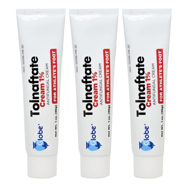 Globe Tolnaftate 1%, 1 Oz Antifungal Treatment, Proven Clinically Effective on Most Athlete’s Foot and Ringworm (3 Pack)