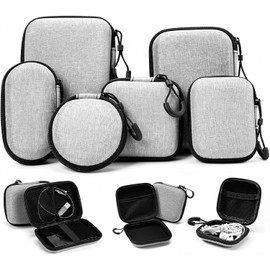 6 Pcs Organizador de cables, Estuche para Cables y Cargadores, Estuche para Cables y Cargadores Portátil con Cremallera, Impermeable, Tarjetas de Juego/Viaje, Ligera y Compacta