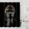 NTETSN Black Afro Girl Shower Curtain, Black Girl Golden Lips