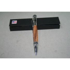 TEG Crafted Handmade Olivewood (From Israel) Gear Shift Pen with Pewter Parts & Extra Refill