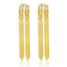 KISSPAT Long Tassel Earrings for Women Solid 925 Sterling Silver Lightweight Hypoallergenic White Gold Plated Stud Earrings Jewelry Gift for Women Girls Weddings Birthday Anniversary, 2017, No