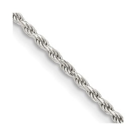 GlittersandGold Sterling Silver 1.7mm Diamond-cut Rope Chain Necklace