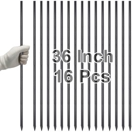 VVOKGO Rebar Stakes 36 Inch 16-Pack Concrete Form Stakes Heavy Duty Straight Ground Anchors, 3/8" Diameter Metal Steel Spikes with Chisel Point End for Plant Support, Garden Border,Landscape Edging