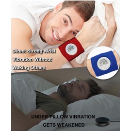 Coolfire Vibrating Alarm Clock - Silent Alarm Wristband Vibrating Alarm Watch. Silent Wrist Shock Alarm Clock. Vibration Alarm Bracelet Deep Sleeper & Vibrate Alarm (Black) (Blue)