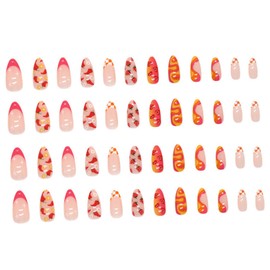 Healeved 48pcs Women's on Nails Fake Nails Tips for Diy Nail Art Detachable Nail Pieces for Fashi