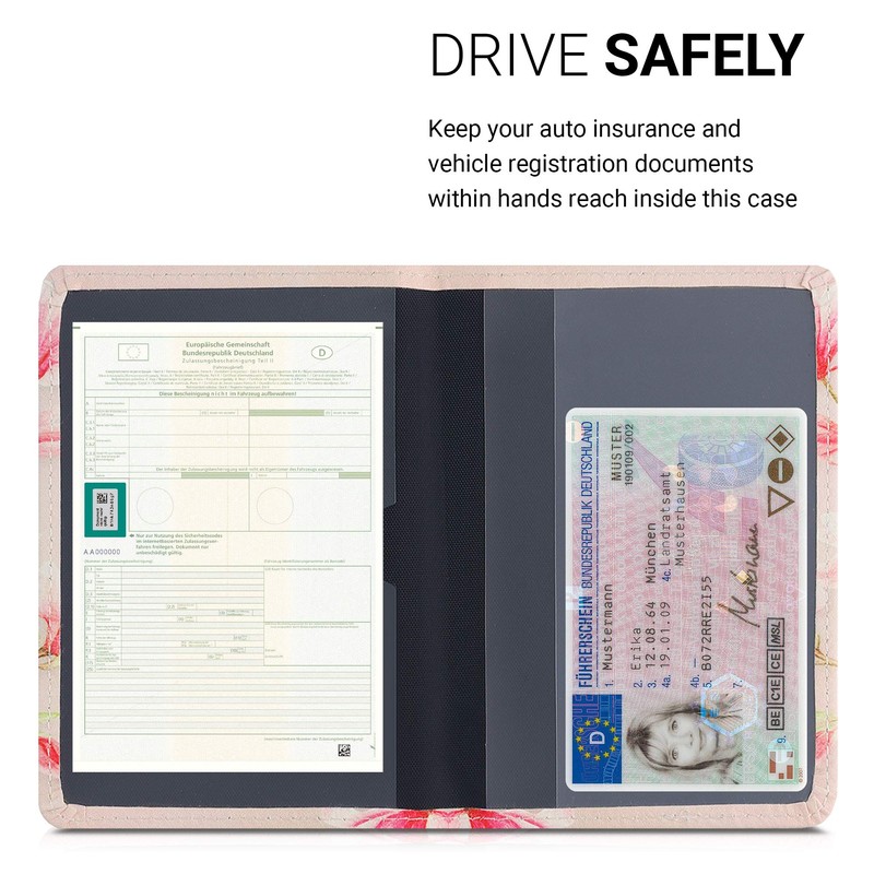 kwmobile Vehicle registration certificate cover with card slots – faux