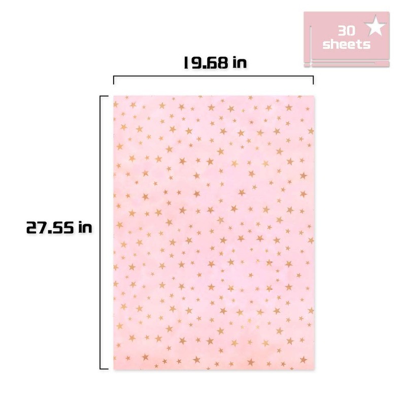 MR FIVE Pink with Gold Star Tissue Paper Bulk,20" x