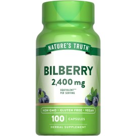 Nature's Truth Bilberry Extract Capsules | 2400mg | 100 Count | Non-GMO & Gluten Free Supplement