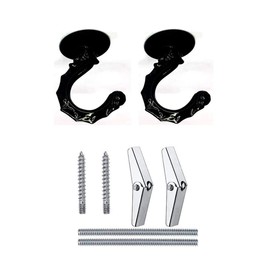 bnafes 2Sets Metal Ceiling Hooks, Heavy Duty Swag Ceiling Hooks with Hardware for Hanging Plants/Chandeliers/Wind Chimes/Ornament (Black Color)
