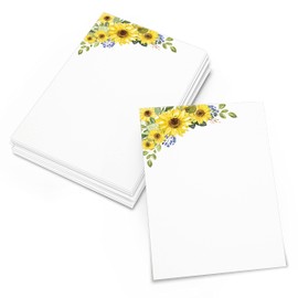 321Done Blank Sunflower Cards - 4x6 (Set of 50) Floral Design Notecards, Plain Floral Cards - Thick Heavyweight Cardstock - Bright Yellow Sunflowers on White - No Envelopes - Made in The USA