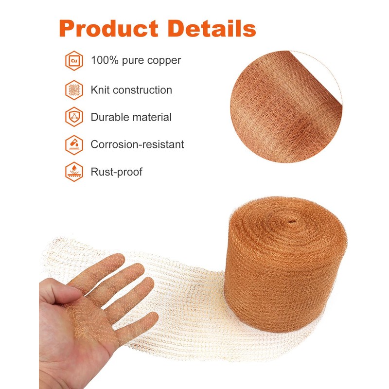MUZIK 5 inch x150ft Pure Copper Mesh Roll - Heavy