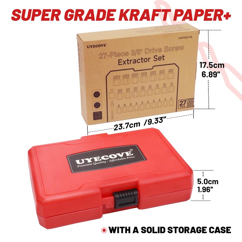 UYECOVE 27Pcs Screw Extractor Set Hex Head Multi-Spline Easy Out