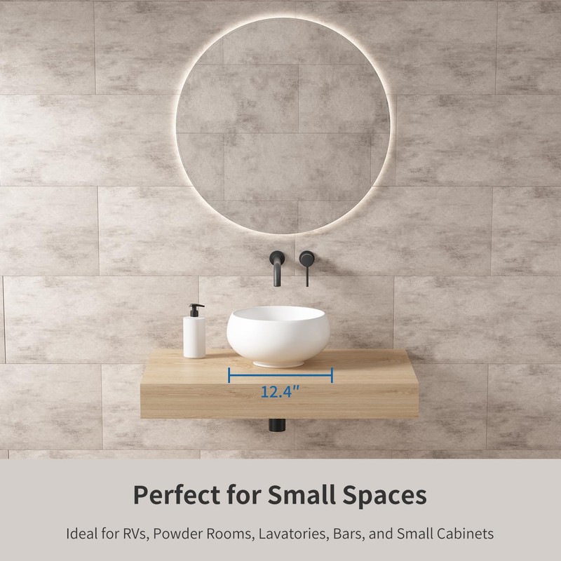 Extra Small Bathroom Sink Above Counter, OCEALAGOON 12 Inch Round