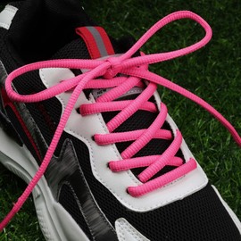 Puzeam 2 Pairs Oval Athletic Shoelaces 33 Colors 1/4" Half Round Shoe Laces for Sneakers - Hot Pink 110