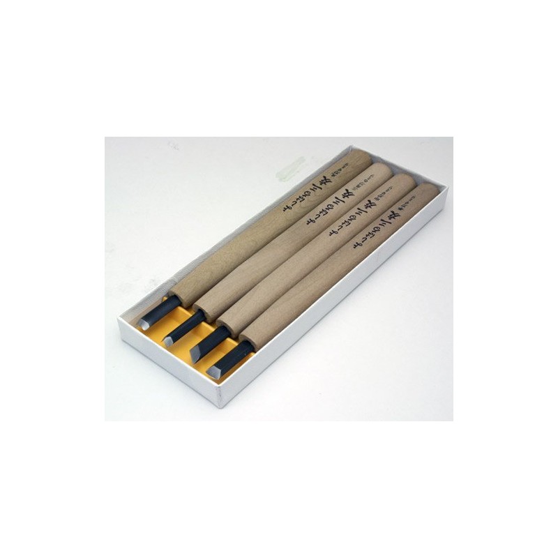 義春刃物 最高級 付鋼製 別製 よしはる三友 彫刻刀 紙箱入 4本組 Y-4