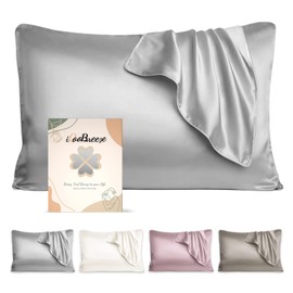 iCooBreeze Silk Pillowcases 100% Mulberry Silk Double Sided, Real Silk Pillow Case for Hair and Skin, Pillow Cover with Hidden Zipper (Standard(20"x26") 1 Pack, Silver Grey)