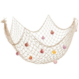 Fishing Net Decoration with Shells, 150 x 200 cm, Natural Net with Shells, Mediterranean Style Nautical Fish Net for Party, Home, Wedding, Party, Photography