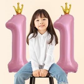 40 Inch Pink Crown Number 11 Balloons, 11th Large Foil Helium Balloons, Pink 11th Celebration Decor Happy 11th Birthday Party,11th Birthday Party Decoration Wedding Anniversary Events Supplies