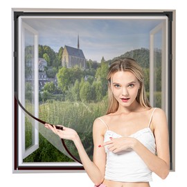 NeatiEase Adjustable DIY Magnetic Window Screen Max 24"H x 32"W(60 x 80 cm) Fits Any Size Smaller DIY Easy Installation Edition (Grey Frame+Grey Mesh)