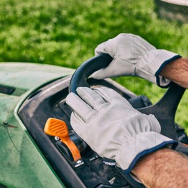 Gebol Driver | High Resistance Leather Work Gloves | Leather Gloves for Men | Size L (Size 9) | White | 1 Pair