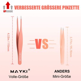 Eyebrow Tweezers Women 6Pcs, Full Size Professional Eyebrow Tweezers Kit, Precision Tweezers Set for Eyebrow/Ingrown Hairs/Splinter/Facial Hair Removal, Stainless Steel Women Tweezers by MAYKI