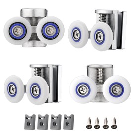 Cokritsm Shower Cubicle Rollers, 26 mm Shower Door Rollers, Replacement Rollers for Shower Doors, 4 Pieces, Stainless Steel Double Wheels for Shower Cubicle Door, Shower Cubicle Sliding Doors Wheels