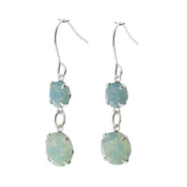 pewterhooter Sterling Silver Sparkling Pacific Opal and Chrysolite Opal Crystal Drop Earrings for Women