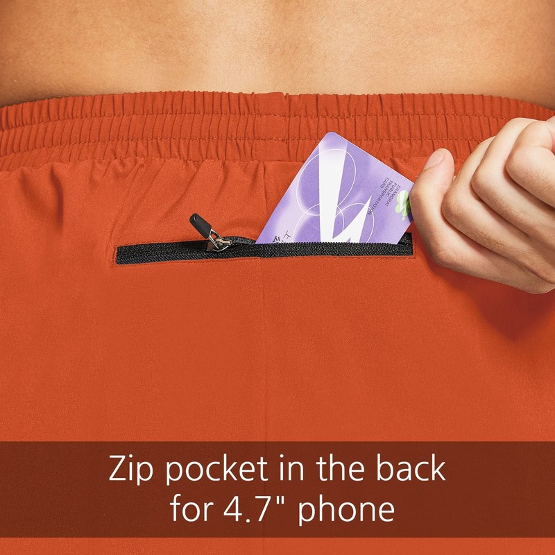 BALEAF Men's 5 Inches Running Athletic Shorts Zipper Pocket Orange