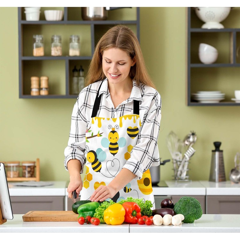 BGBDEIA Honey Bees Apron Adjustable Neck Bib Apron for Men