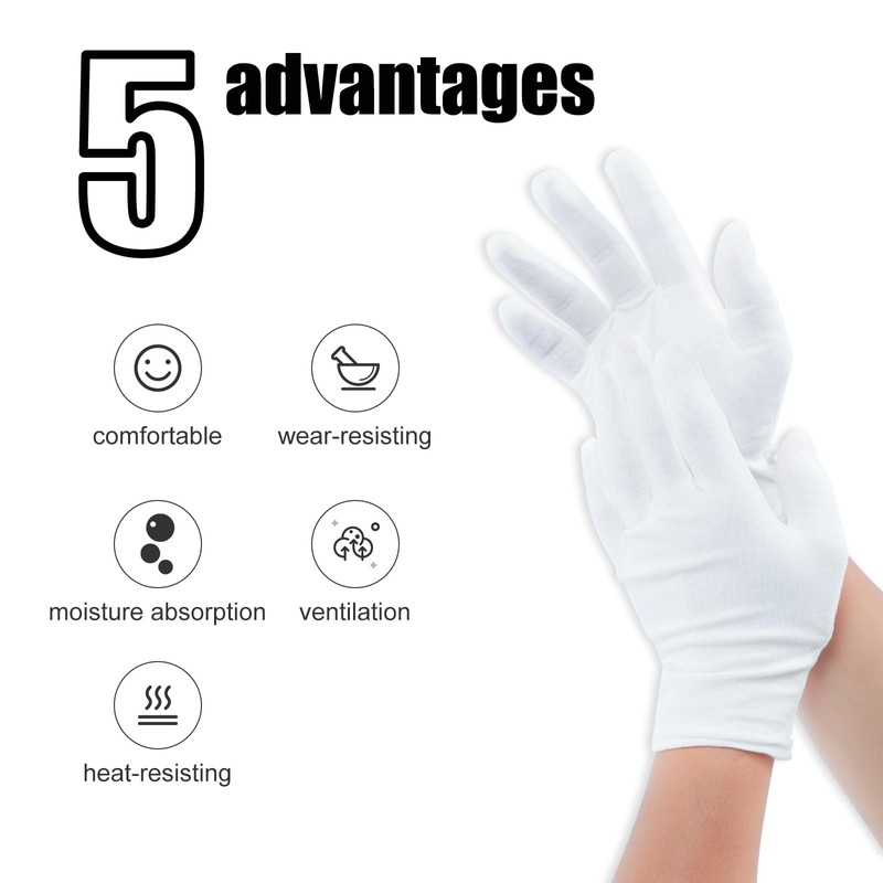 BWEISSTH White Cotton Gloves 28 Pcs(14 Pairs) Dry Hand Moisturizing