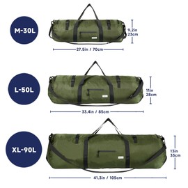 Arxus Sports Bag 90L 50L 30L Large Travel Bag Foldable Luggage Bag Women Men Weekender Swimming Bag with Shoulder Strap for Travel Sports Gym Camping, Green