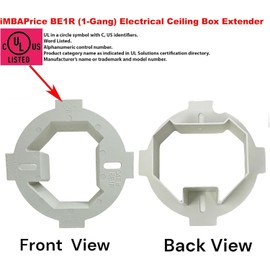 iMBAPrice IMBA-BE1R-2 UL Listed 1-Gang Plastic Electrical Ceiling Box Extender for 3.5 and 4 Round or Octagonal Boxes, 4.35-Inch x 1.5-Inch, 2-Pack