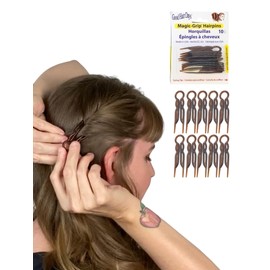 Good Hair Days Magic-Grip Hairpins - 2 1/2" U-Shaped Grip Hair Pins for Fine, Thick, Curly & Long Hair, Invisible Strong Hold Hair Styling Accessories, Set of 10, USA-Made (Tortoise Shell)