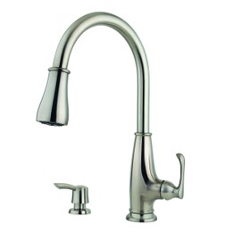 Pfister LF-529-7AYS Ainsley 1-Handle Pull-Down Kitchen Faucet with Soap Dispenser in Stainless Steel, 1.8gpm