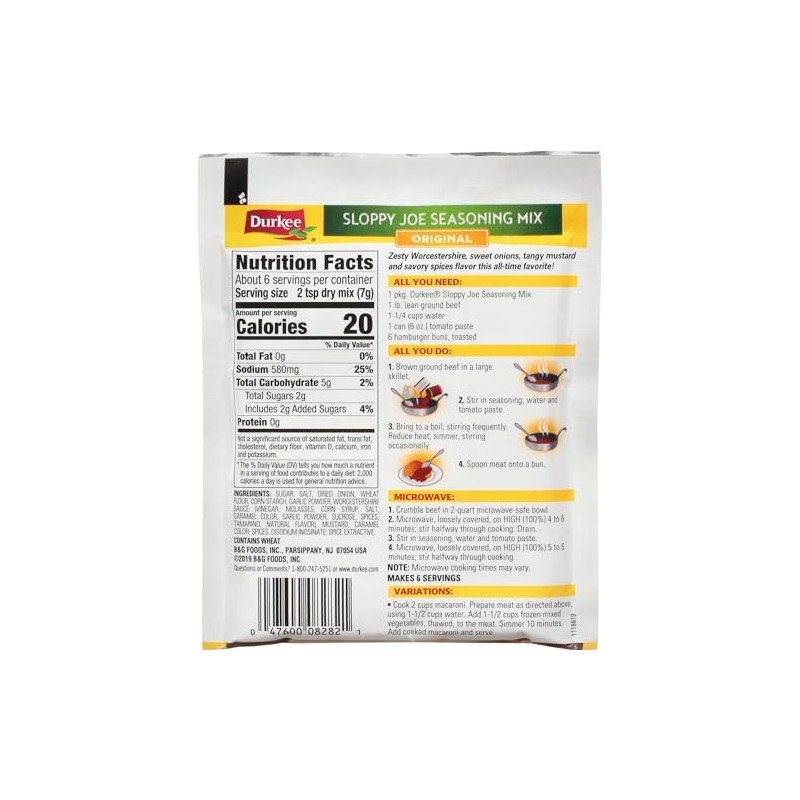 Durkee Sloppy Joe Seasoning Mix, 1.50 Ounce Packets (Pack of
