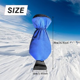 Taicols Eiskratzer Auto mit Handschuh, Gefüttertes lnnenfutter, Umschließender Gummizug, mit Eisbrecherkante, Professioneller Autoscheiben Eiskratzer, Schnee und Frost Entfernung Eiskratzer (Blau)