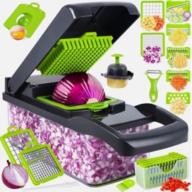 Food Choppers, 18 in 1, Salad & Onion Slicer, Picador de Verduras y Vegetales, Vegetable Slicer, Potato Slicer & Onion chopper, Chopper Vegetable Cutter, Gifts For Home, (Gray_Green)