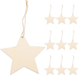 Healifty 50pcs Wooden Star Slices Christmas Decoration Unfinished Wooden Star with Jute Twines Blank Wood Ornaments for Christmas Tree for DIY Rustic Wedding Party Decorations