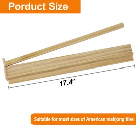 ESSAJOY Wooden Mahjong Racks with Pushers, 17.4 inch Set of 4 Mahjong Rack Wood for American Mahjong, Mahjong All-in-One Tile Rack & Pusher, Mahjong Rack and Pusher