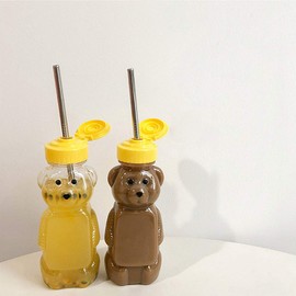 Cabilock Bear Honey Bottle Flip Top Lid Cap with Jar 240ml Squishy Bear Plastic Empty Dispenser Honey Syrup Condiment Party 12pcs