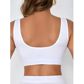 Boolavard New Seamless Sports Style Bra Crop Top Vest Comfort Stretch Bras Shapewear (AU, Alpha, Small, Regular, Regular, White)