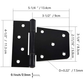 TamBee Black Gate Hinges Shed Hinges Heavy Duty Gate Hinges for Wooden Fences Barn Door Hinges for Wood Outdoor 3.5inch with Screws (Pack of 6)