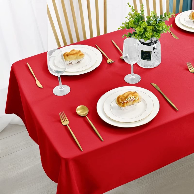 DWCN Red Table Cloth Wipe Clean Tablecloth Rectangular Wipeable Tablecloths