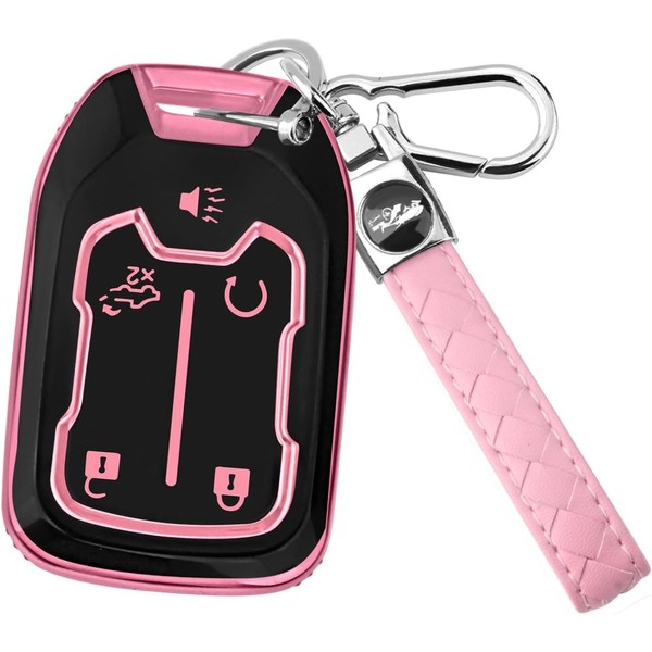 FT FUNTOR 5 Buttons Key Fob Cover with Leather Keychain