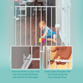 KidCo - G2000 Safeway Top of Stairs Quick Release Baby Gate, Baby Gate for Stairs, (White)