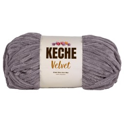 Keche Velvet Yarn for Crocheting, Soft Chenille Bulky Baby Blanket Amigurumi Yarn 100 gr (132 yds) - Grey