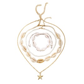 EOWVISN 4 Pieces of Shell Jewelry for Women, Summer Necklaces for Women, Adjustable Shell Necklaces, Boho Jewelry, Beach Accessories for Women